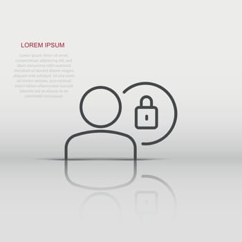 Login icon in flat style. People secure access vector illustration on white isolated background. Password approved business concept.