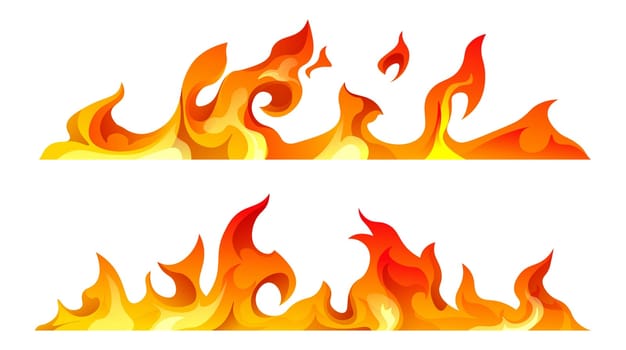 Dangerous fire icon, isolated flames blown by wind. Powerful and forceful blaze, wildfire warming of flammable materials. Explosion or casualty hot temperature, vector in flat style illustration