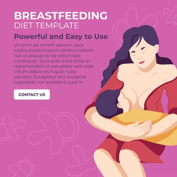 Diet for women while feeding breast, breastfeeding newborn tips and tricks for healthy and balanced eating, Maternity and childbirth, information and recommendations on website. Vector in flat