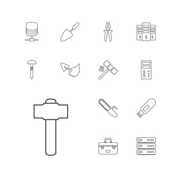 symbol,repair,server,backup,data,hammer,concept,icon,sign,isolated,industry,storage,computer,web,design,pliers,lock,construction,connection,vector,hardware,trowel,chain,set,business,nail,work,metal,saw,equipment,technology,tool,system,background,silhouette,toolbox,garden,information,illustration,drive,device,object,flash