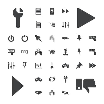 play,symbol,dislike,icon,sign,isolated,update,switch,button,pressing,pin,white,paper,web,design,vector,panel,element,finger,barrow,wheelbarrow,set,forward,vending,joystick,equipment,control,bell,off,push,wrench,fast,background,machine,adjust,illustration,internet