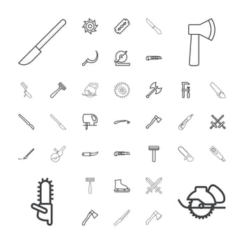 symbol,steel,scythe,cut,gardening,icon,sign,isolated,cutter,ice,blade,axe,weapon,white,chainsaw,flat,design,scalpel,vector,graphic,bllade,set,work,skating,electric,saw,equipment,circular,handle,tool,sharp,sword,knife,background,razor,illustration,object