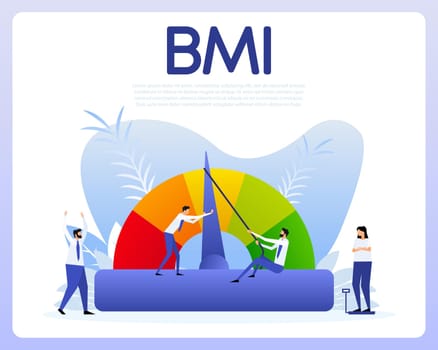 Indicator bmi. Body mass index and fitness exercise. Vector illustration