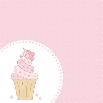 pink background with cupcake.