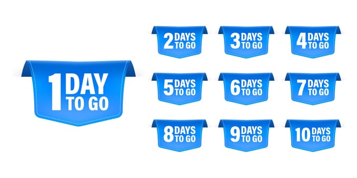 Set Days To Go Badges. Countdown badges. Product limited promo. Day only stock. Vector illustration