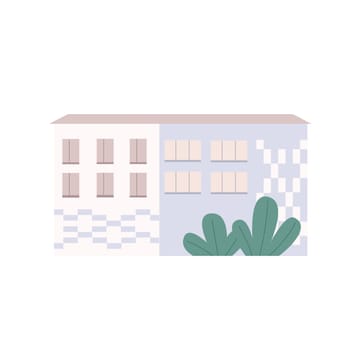 House location of the city street. Flat cartoon vector illustration.