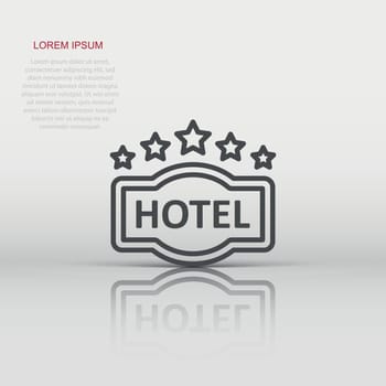 Hotel 5 stars sign icon in flat style. Inn vector illustration on white isolated background. Hostel room information business concept.