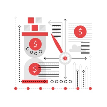 Startup money investment. Time money management, business profit growth graphic icon illustration
