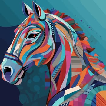 Horse painting in the style of cubism. Abstract painting of a horse in the style of Picasso. Vector illustration.