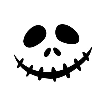 Halloween pumpkin face icon. Scary face isolated on white background. Vector illustration, flat style. Jack lantern pumpkin smiling face template.