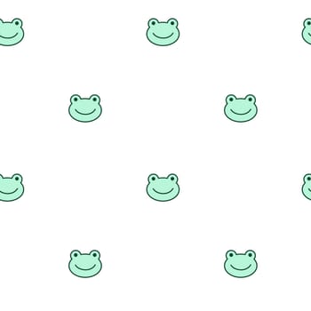 Frog muzzle. Toad character is in doodle style for designing baby clothes. Hand drawn seamless pattern with cartoon bear. Bohemian nursery print. Kids design texture for pajamas. Vector illustration