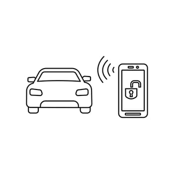 Locking car using mobile application on a smart phone. Concept of remote control and car protection through the internet. Remote control.