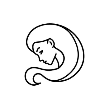 Astrological Virgo zodiac sign one line icon. Elegant astrology emblem, symbol outline, contour for mystic logo, calendar print in boho minimal style.