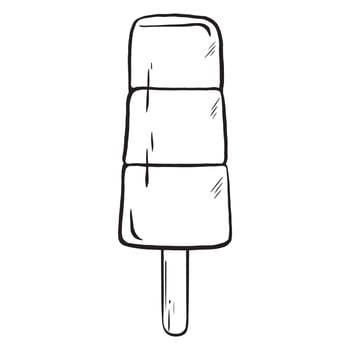 vector artwork featuring a three-colored ice cream popsicle on a rustic wooden stick. This fruity delight is cherished by children and serves as a summer treat, perfect the essence of carefree moments.