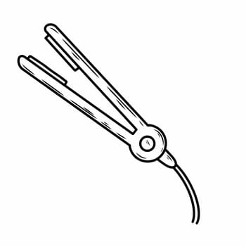 Curling or straightening tongs. Barber tool. Hair styling. Vector doodle illustration.