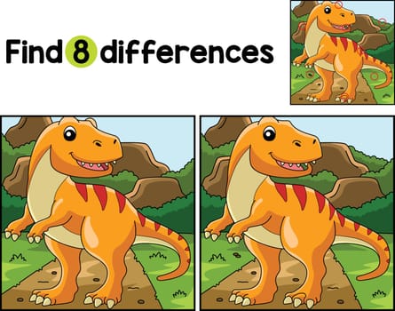 Find or spot the differences on this Tyrannosaurus Dinosaur Kids activity page. It is a funny and educational puzzle-matching game for children.