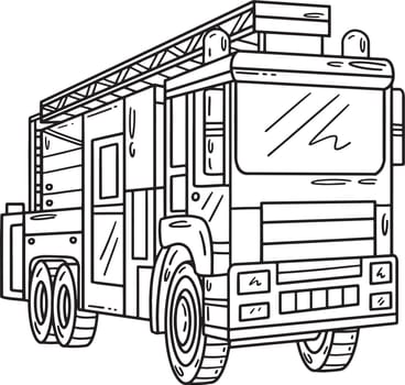 A cute and funny coloring page of a Firefighter truck toy with a safety hat. Provides hours of coloring fun for children. To color, this page is very easy. Suitable for little kids and toddlers.