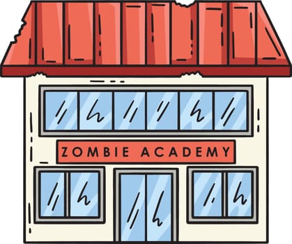 This cartoon clipart shows a Zombie Academy illustration.