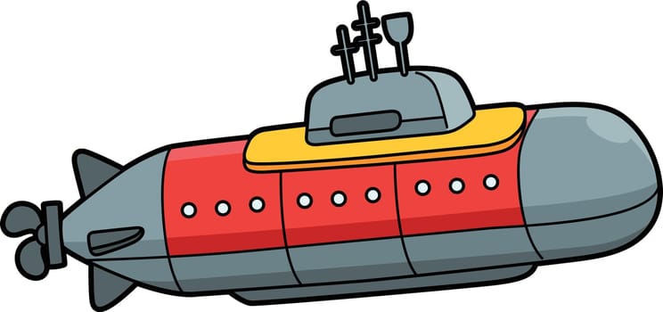 This cartoon clipart shows a Nuclear Submarine illustration.