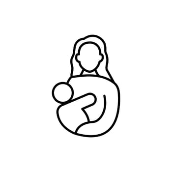 Mother with baby - Linear icon. Editable stroke