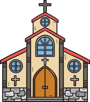 This cartoon clipart shows a Christian Church illustration.