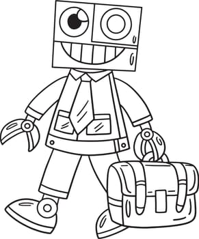 A cute and funny coloring page of a Robot in a Suit and Briefcase. Provides hours of coloring fun for children. To color, this page is very easy. Suitable for little kids and toddlers.