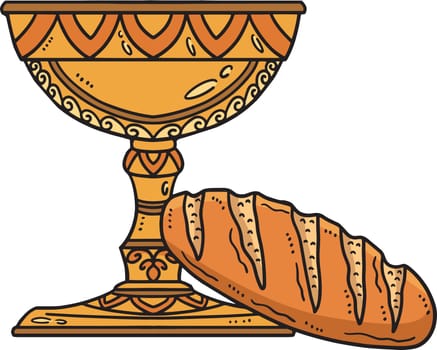 This cartoon clipart shows a Christian Chalice and Bread of Life illustration.