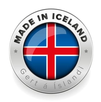 Made in Iceland button steel vector