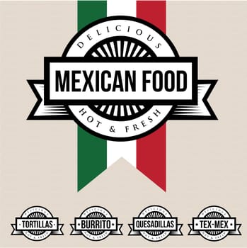 Mexican food label - Tortillas, Burrito, Quesadillas, Tex-Mex