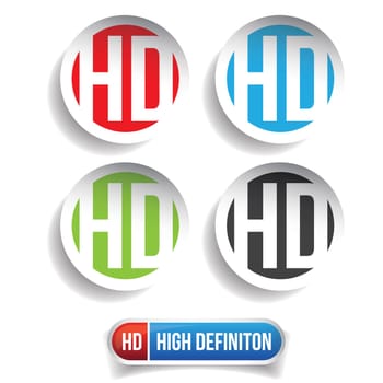 HD button - High Definition vector set