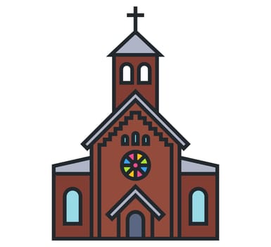 brown church icon. flat vector illustration.