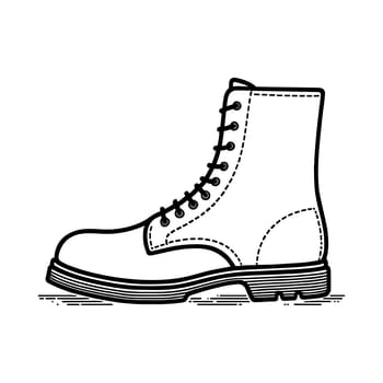 Boots icon. Black lace-up boots in flat design. Vector illustration