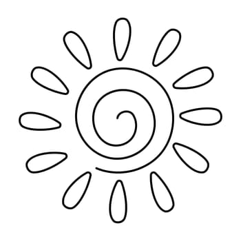 sun warm shine summer vacation line doodle coloring book vector illustration