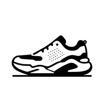 Sneakers icon. Black silhouette of sneakers on a white background. Vector illustration