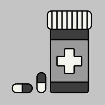 Pills box for pet vector grayscale icon. Pet animal sign. Graph symbol for pet and veterinary web site and apps design, logo, app, UI