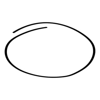 Oval circle drawn with brush hand, doodle cartoon oval