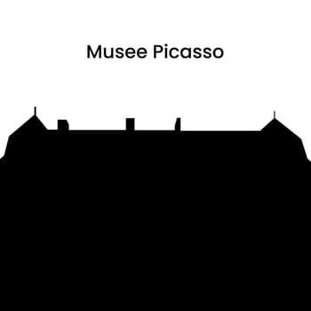 Silhouette in black of Picasso Museum in Paris, France isolated on a white background, vector illustration