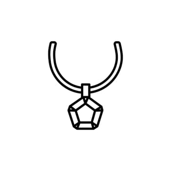 Jewelry icon with neckless and display in black outline style