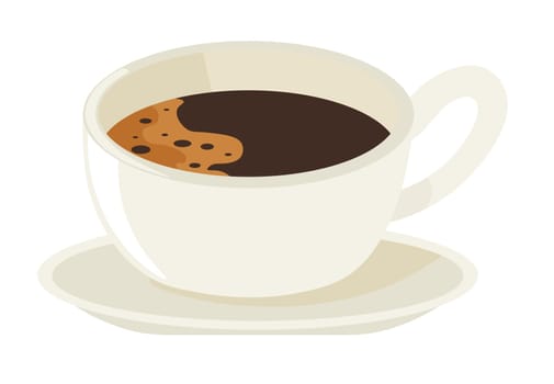 Shots of espresso. Concentrated coffee beverage with strong and intense flavor. Isolated served small cup with hot robust drink. Coffee served for cafeterias and restaurants. Vector in flat style