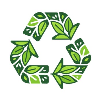 Recycling symbol. Green recycling icon in flat design. Continuous recycling concept. Vector illustration