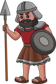 This cartoon clipart shows a Goliath with a Spear illustration.