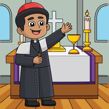 This cartoon clipart shows a Christian Priest illustration.