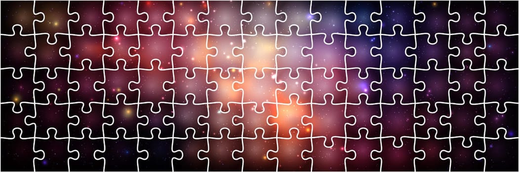 Jigsaw puzzle pieces galaxy background design. Modern