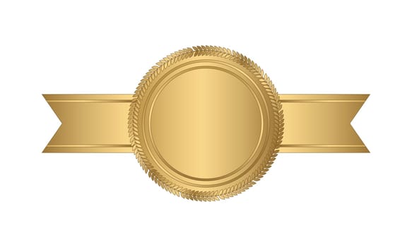 Golden stamp with horizontal ribbons. Luxury seal. Blank golden seal. Vector illustration