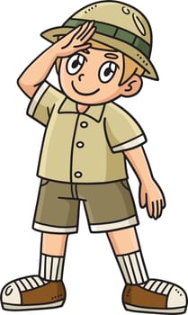This cartoon clipart shows a Child Saluting illustration.