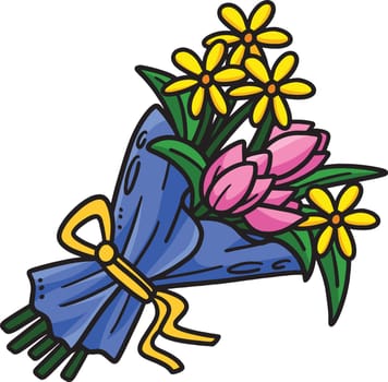 This cartoon clipart shows a Bouquet Of Flowers illustration.