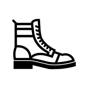 Boots icon. Black lace-up boots in flat design. Vector illustration