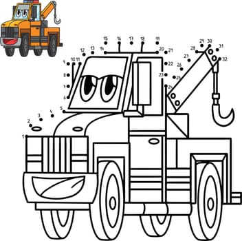 A cute and funny connect the dots Truck with Face Vehicle coloring page.
