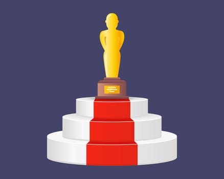 pedestal with an award about cinema. flat vector illustration.