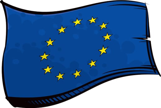 European Union flag created in graffiti paint style